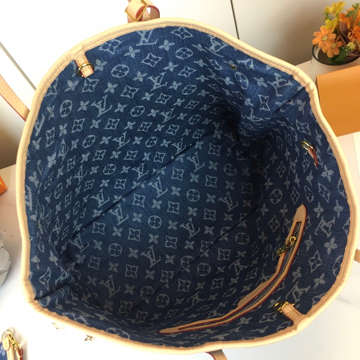 lv neverfull medium denim handbag 31.0 x 28.0 x 14.0 cm lv neverfull medium denim handbag 31.0 x 28.0 x 14.0 cm