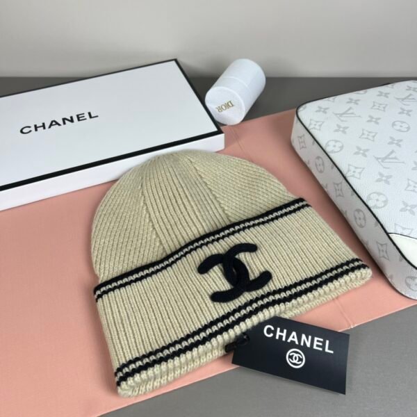 chanel ripple knit beanie hat