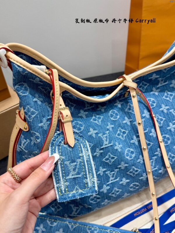 lv limited edition denim carryall medium tote / shopping bag