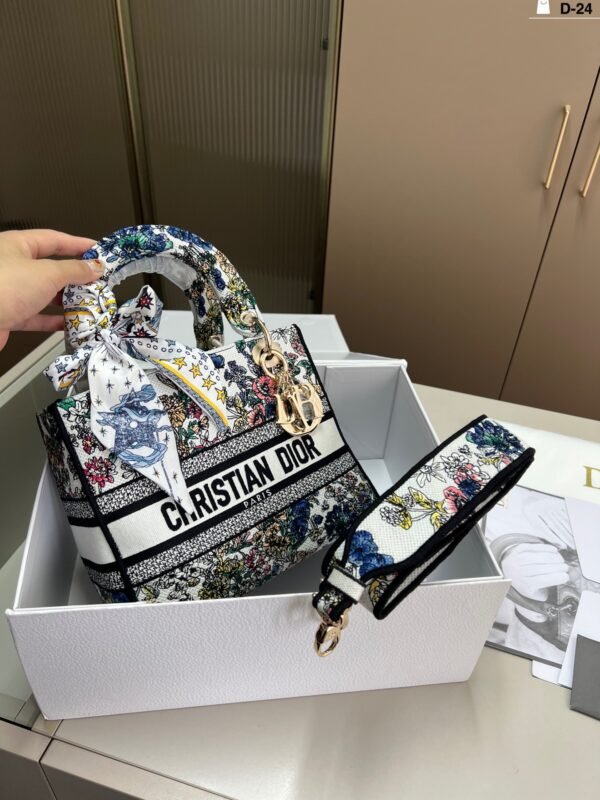 dior embroidered lady dior bag