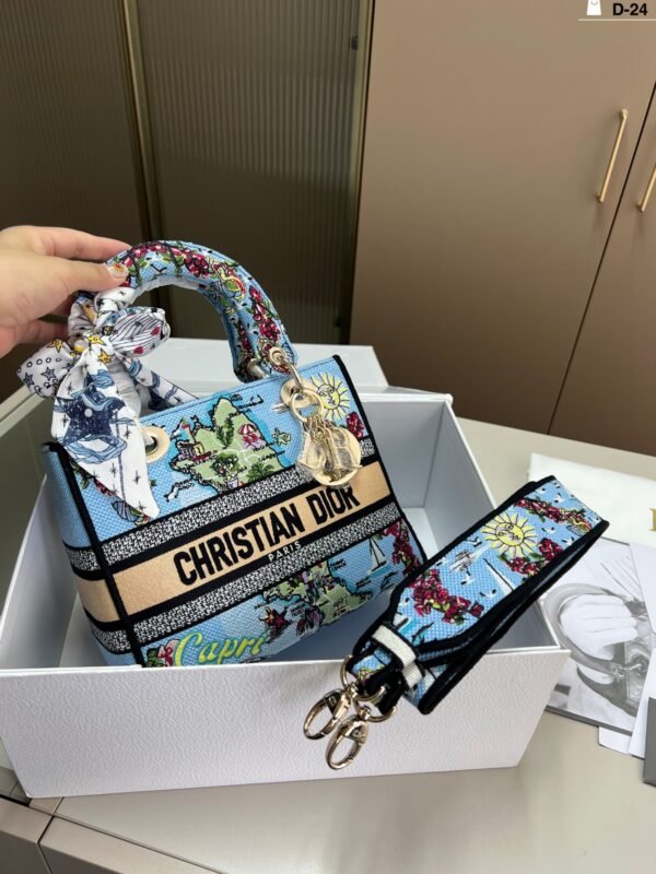 dior embroidered lady dior bag