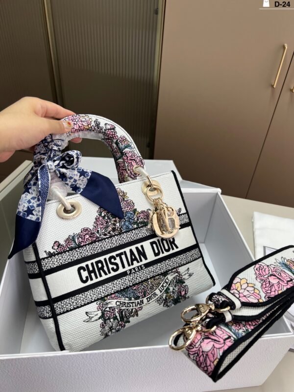 dior embroidered lady dior bag