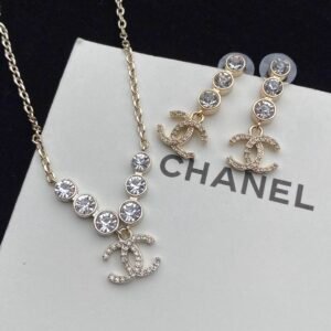 chanel double c crystal set necklace earring