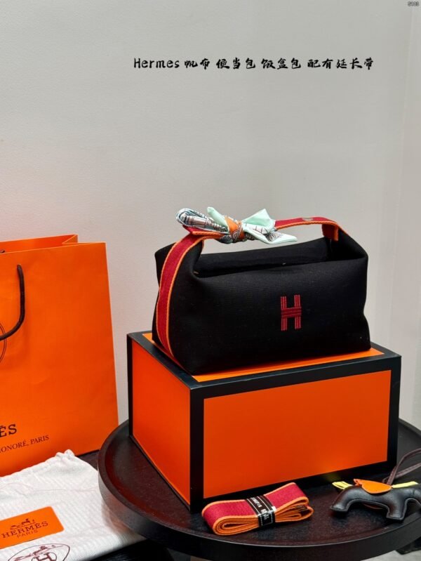 hermès canvas lunch box bag