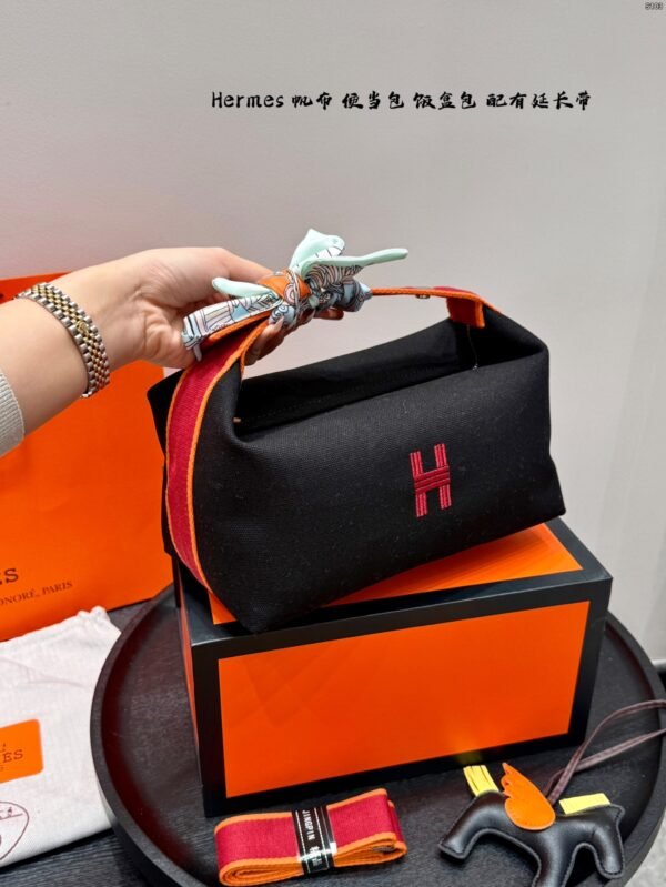 hermès canvas lunch box bag