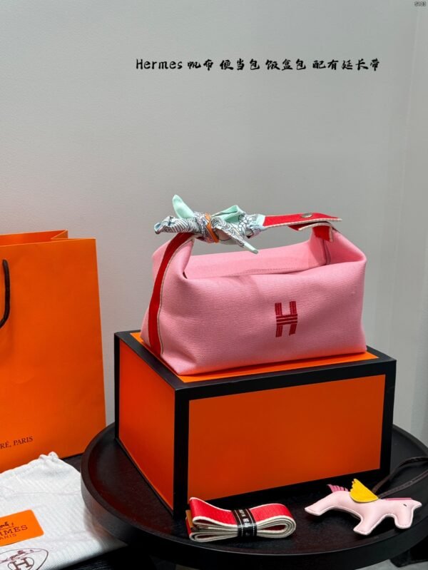 hermès canvas lunch box bag