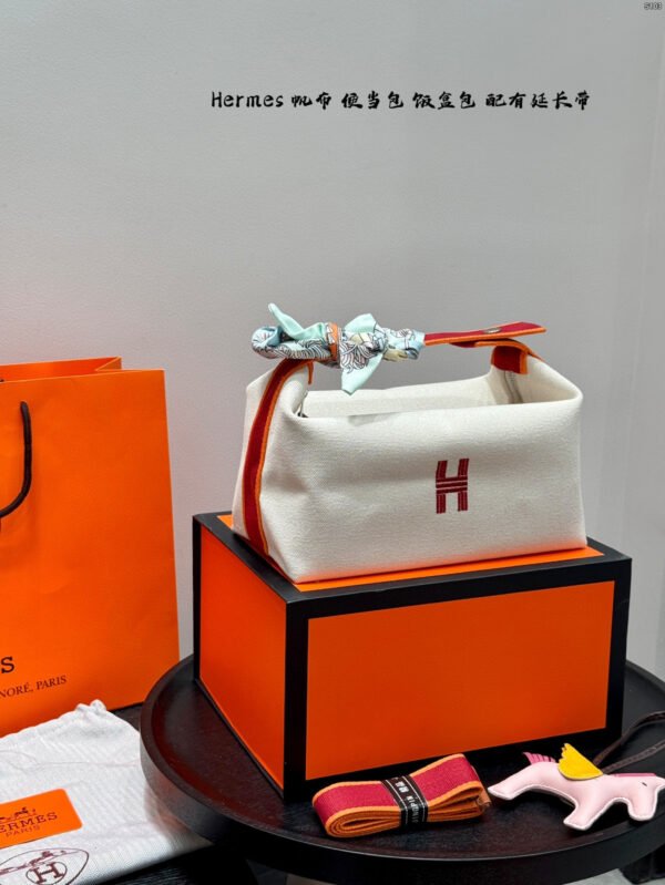 hermès canvas lunch box bag