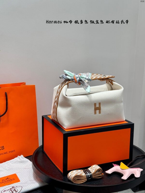 hermès canvas lunch box bag
