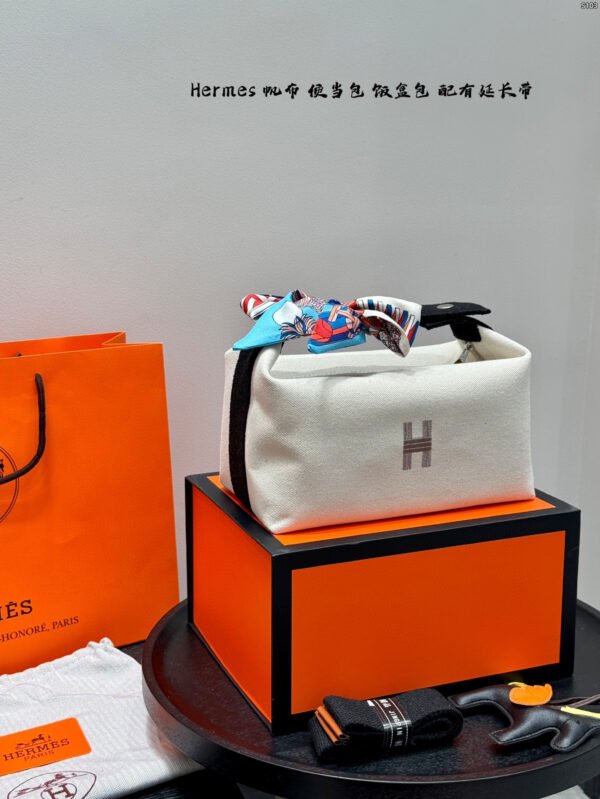 hermès canvas lunch box bag