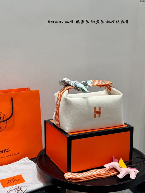 hermès canvas lunch box bag