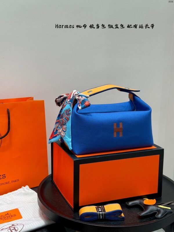 hermès canvas lunch box bag