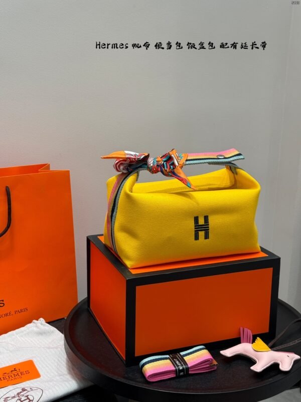 hermès canvas lunch box bag