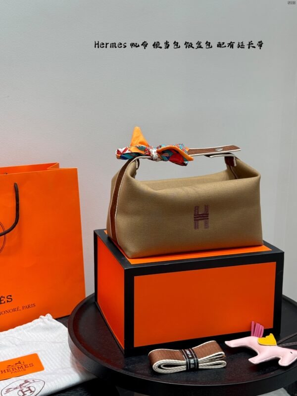hermès canvas lunch box bag