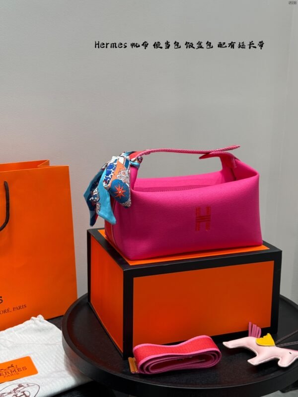 hermès canvas lunch box bag