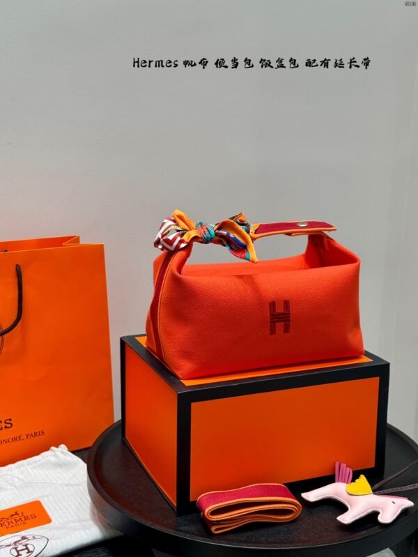 hermès canvas lunch box bag