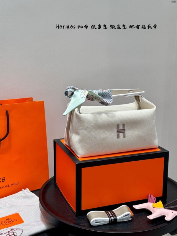 hermès canvas lunch box bag