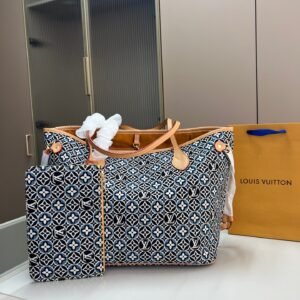 lv denim neverfull shopping bag