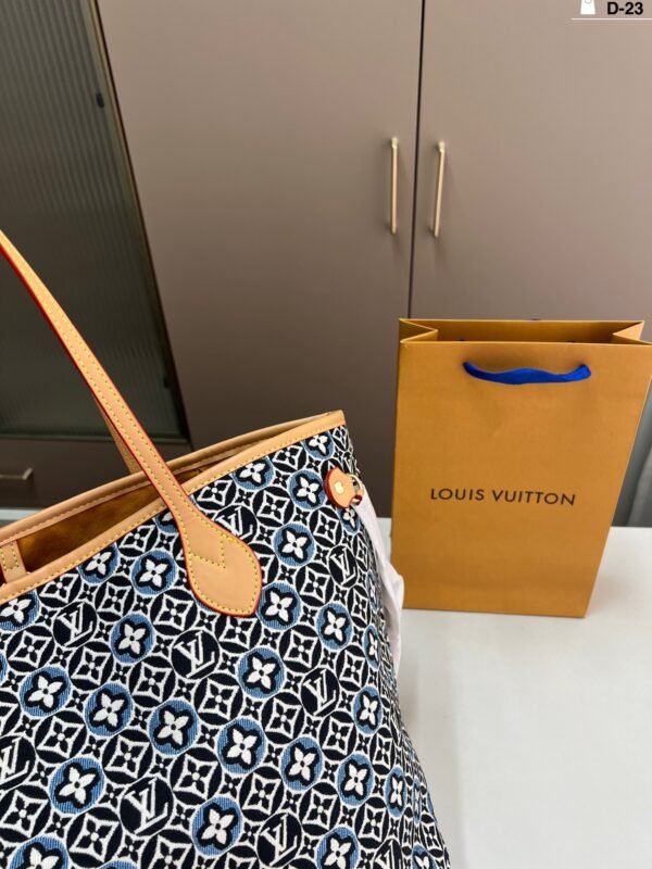 lv denim neverfull shopping bag