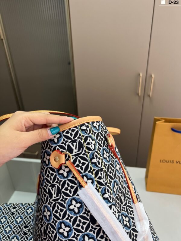 lv denim neverfull shopping bag
