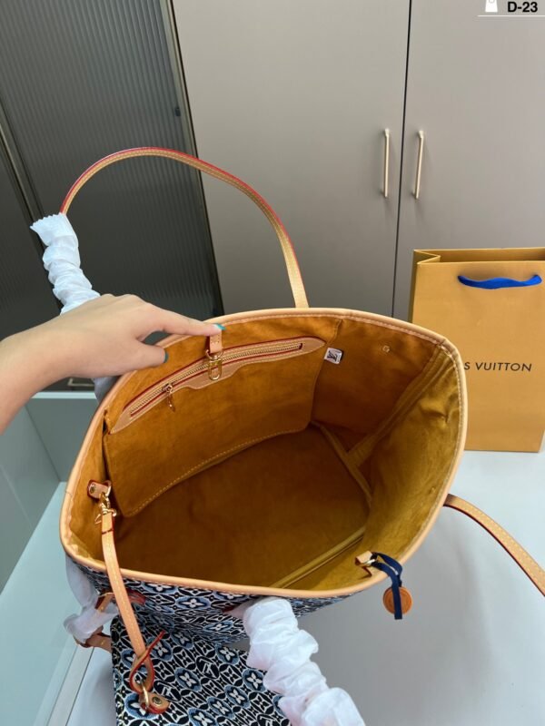 lv denim neverfull shopping bag