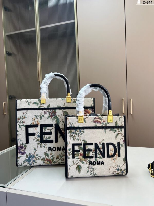 fendi floral embroidery tote bag