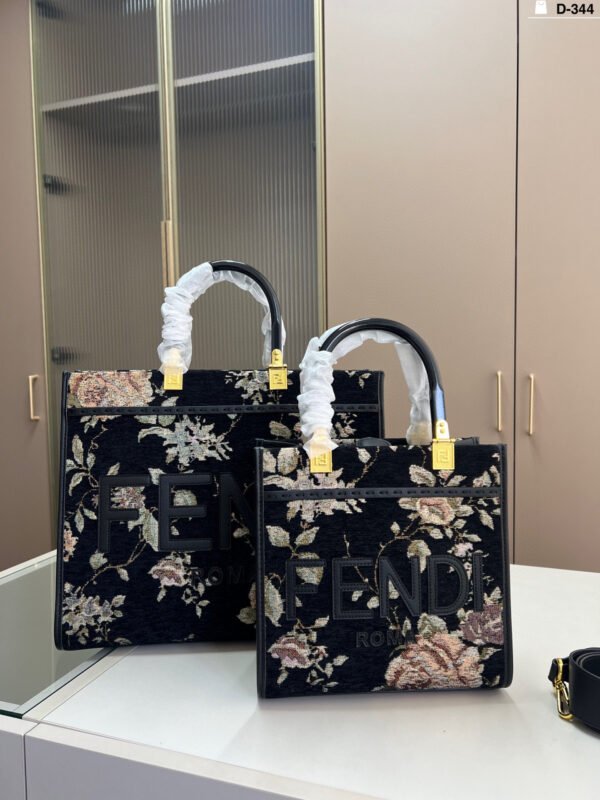 fendi floral embroidery tote bag