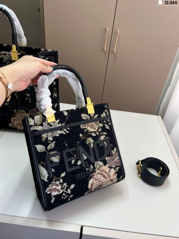 fendi floral embroidery tote bag