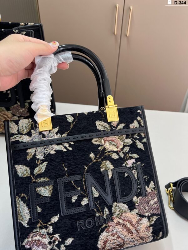 fendi floral embroidery tote bag