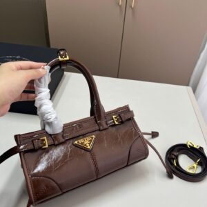 prada soft lux waxed leather hobo bag with long handles