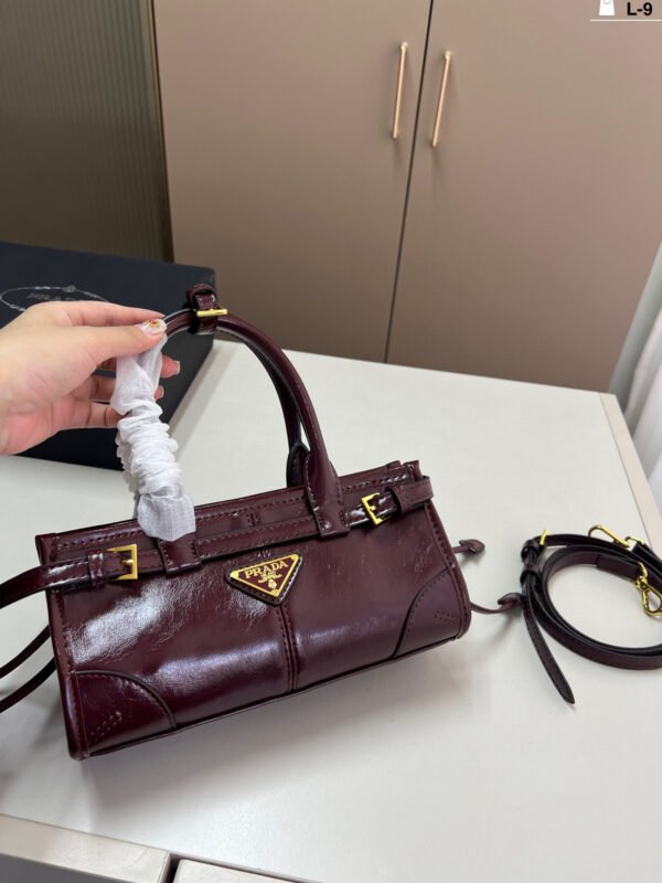 prada soft lux waxed leather hobo bag with long handles