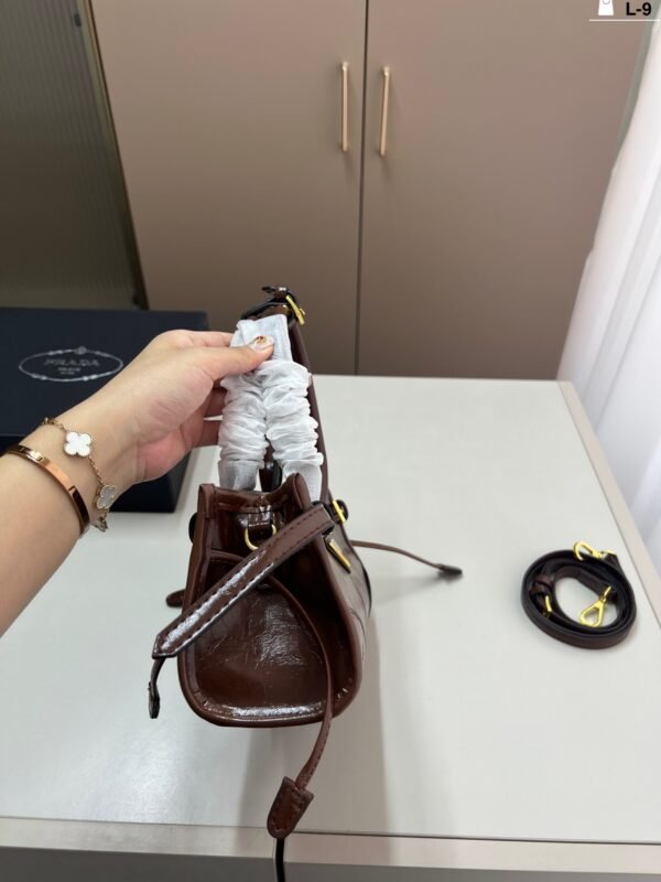 prada soft lux waxed leather hobo bag with long handles