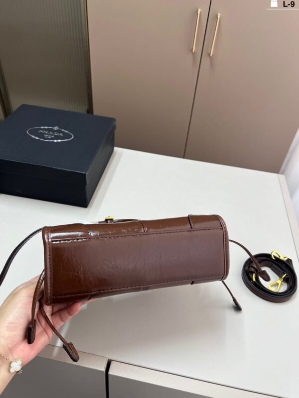 prada soft lux waxed leather hobo bag with long handles