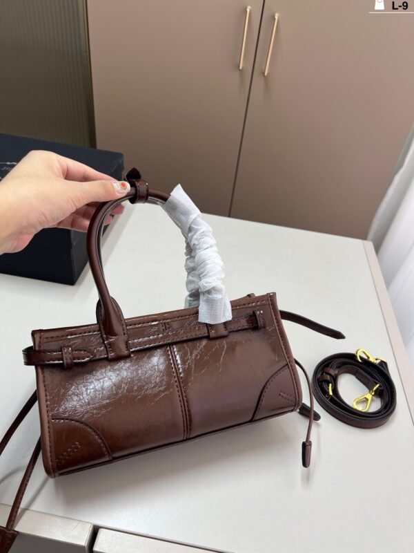 prada soft lux waxed leather hobo bag with long handles