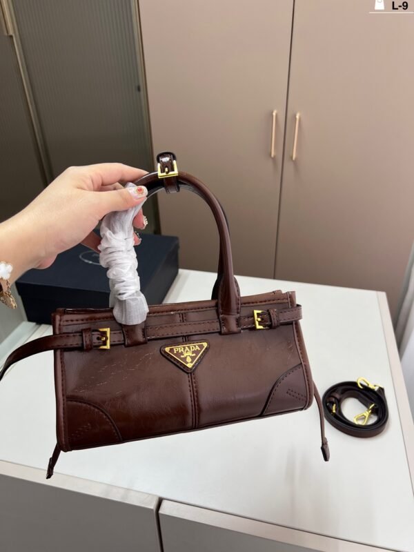 prada soft lux waxed leather hobo bag with long handles