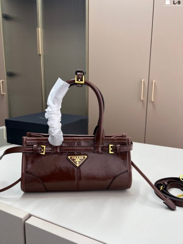 prada soft lux waxed leather hobo bag with long handles