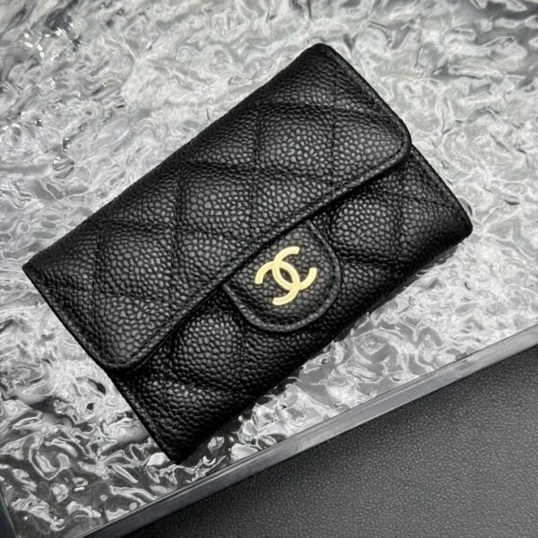 chanel caviar black / gold lambskin wallet