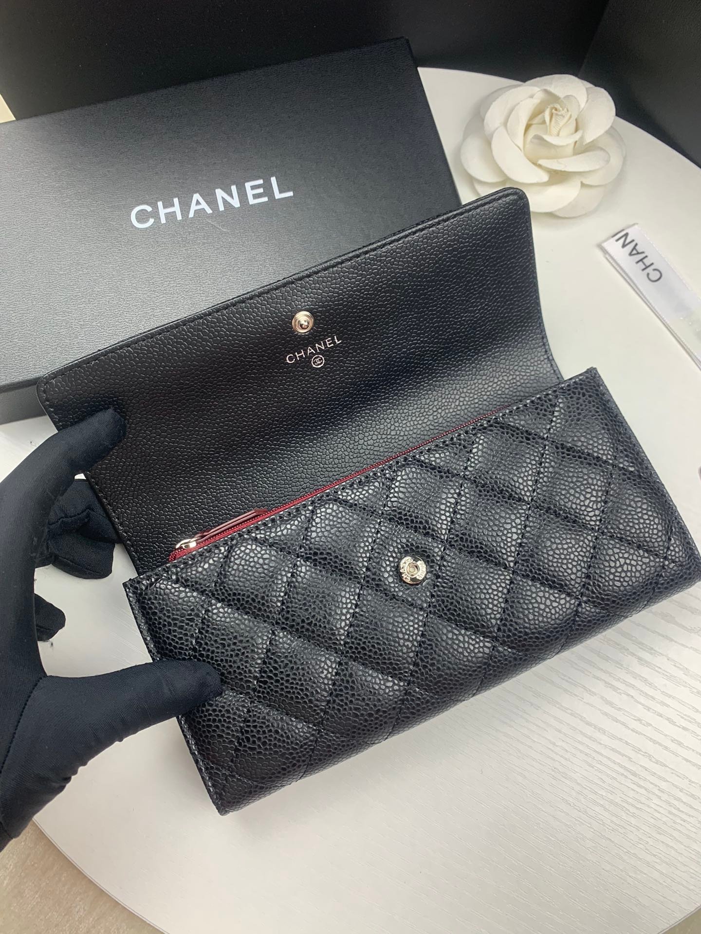 chanel classic two fold long wallet 10.5*19*3cm chanel classic two fold long wallet 10.5*19*3cm