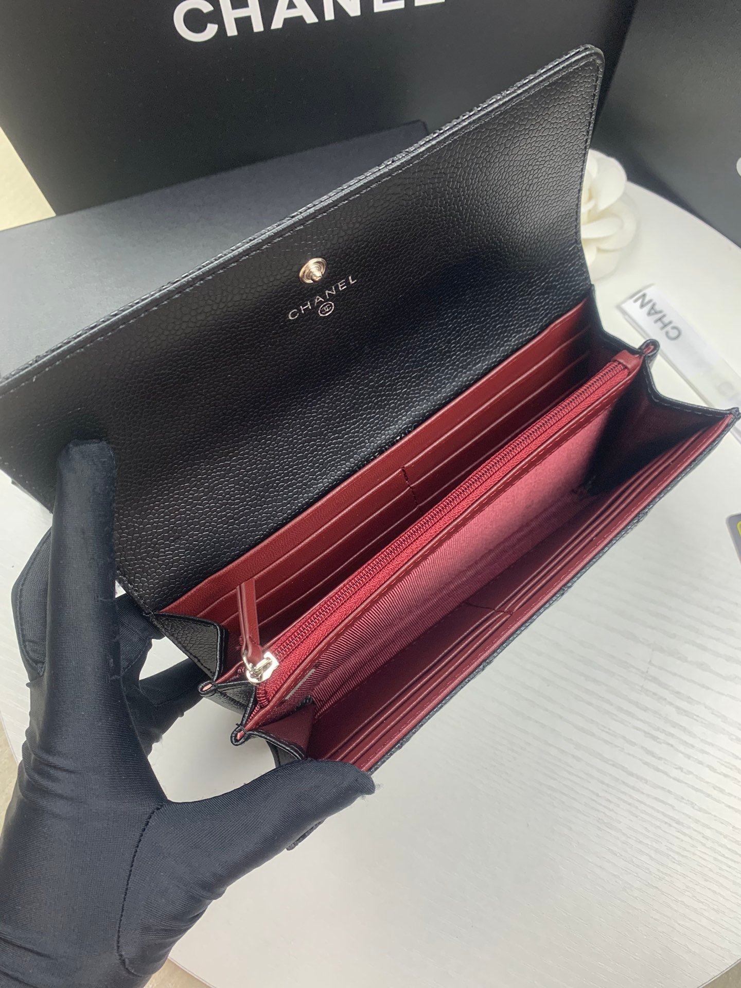 chanel classic two fold long wallet 10.5*19*3cm chanel classic two fold long wallet 10.5*19*3cm