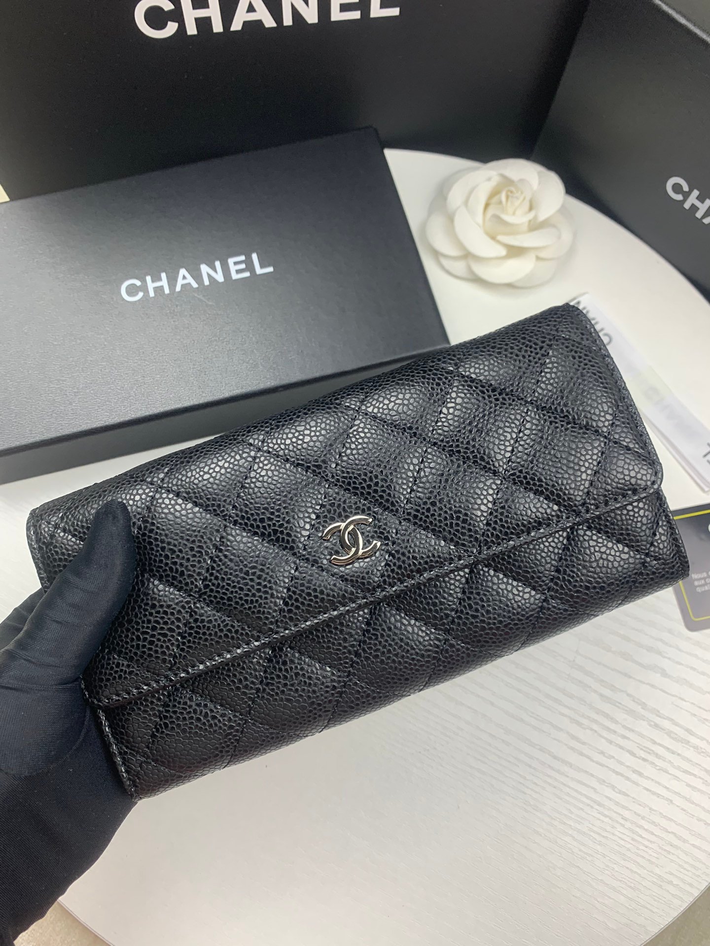 chanel classic two fold long wallet 10.5*19*3cm chanel classic two fold long wallet 10.5*19*3cm